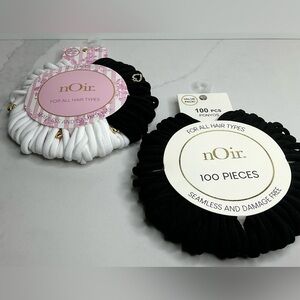 Noir 200pcs Damage Free & Comfort  Hold Elastic Hair Ties Ribbon Black White New